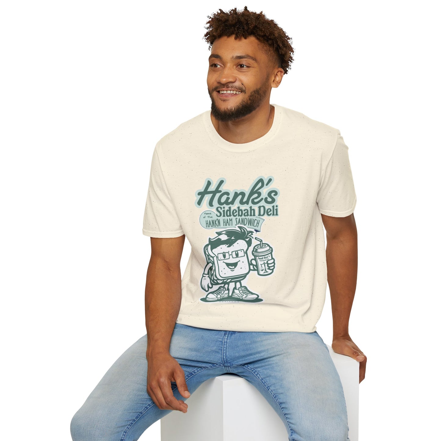 Hank's Sidebah Deli, Karen Read Trial Humor Unisex Softstyle Tee