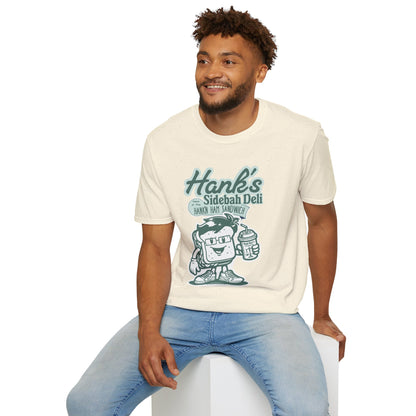 Hank's Sidebah Deli, Karen Read Trial Humor Unisex Softstyle Tee