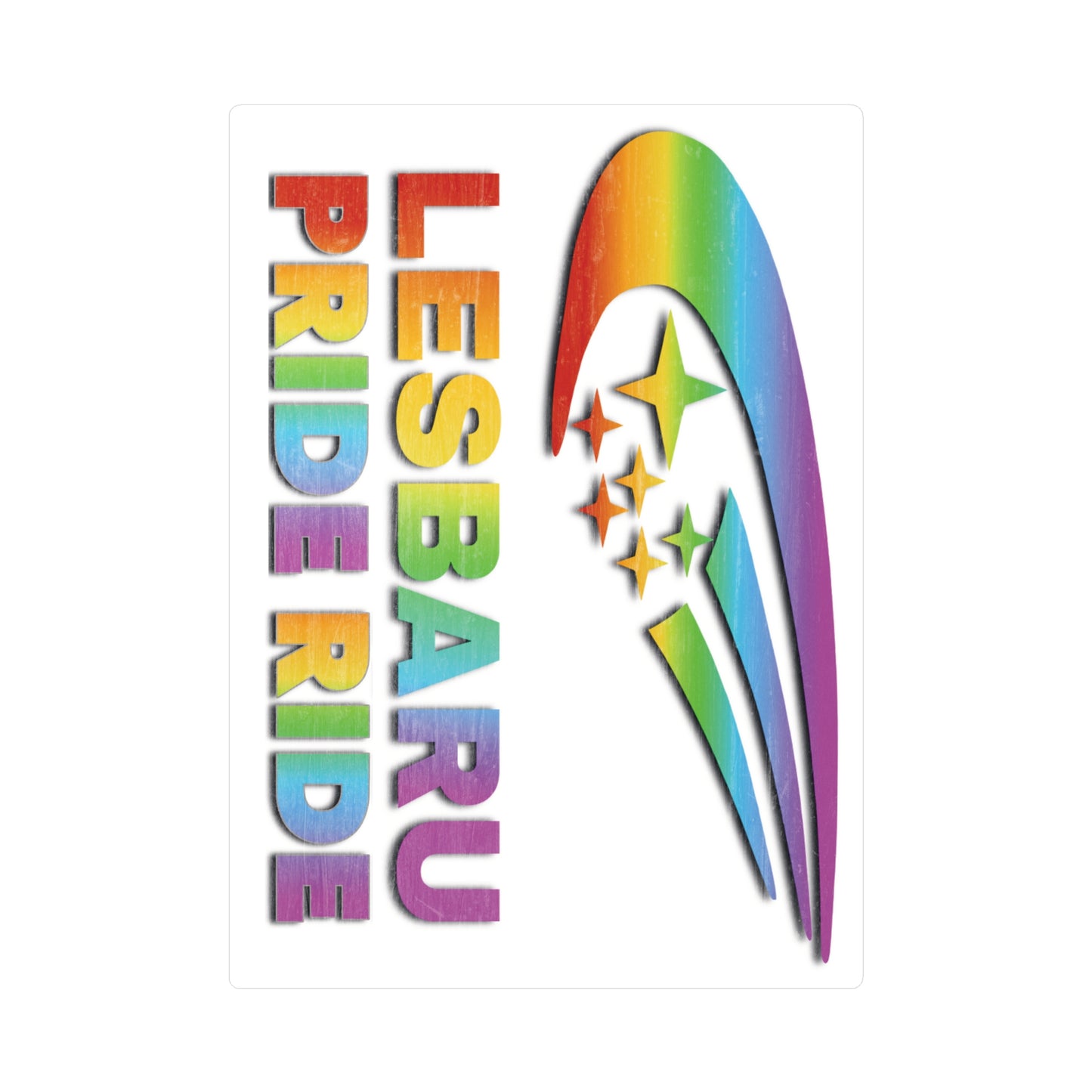 Lesbaru Pride Ride Vinyl Sticker, Subaru Enthusiasts, Outdoor Use, Kiss-Cut Vinyl Decal, Car Decal, Bumper Sticker, Water Resistant