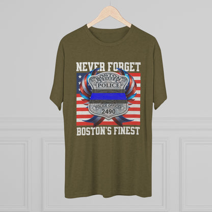 Justice for John OKeefe Tri-Blend Crew Tee, Free Karen Read Shirt, Boston Police Shield Tshirt, Badge 2490 Support Badge Design