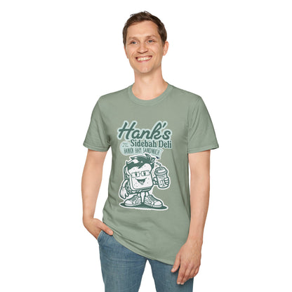 Hank's Sidebah Deli, Karen Read Trial Humor Unisex Softstyle Tee