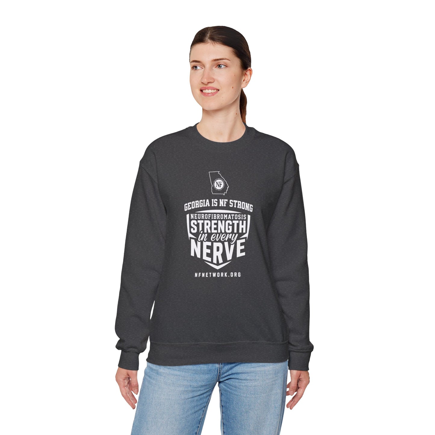 Crewneck Sweatshirt — "Strength in Every Nerve" Georgia Neurofibromatosis Awareness