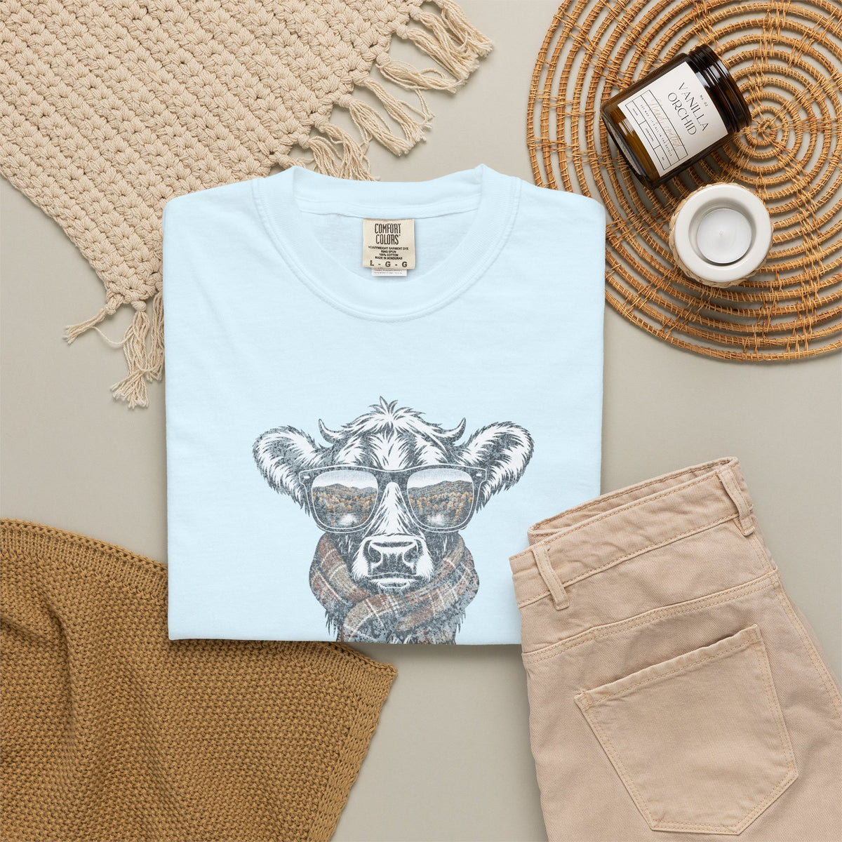Rustic Fall Cow Cozy Tee