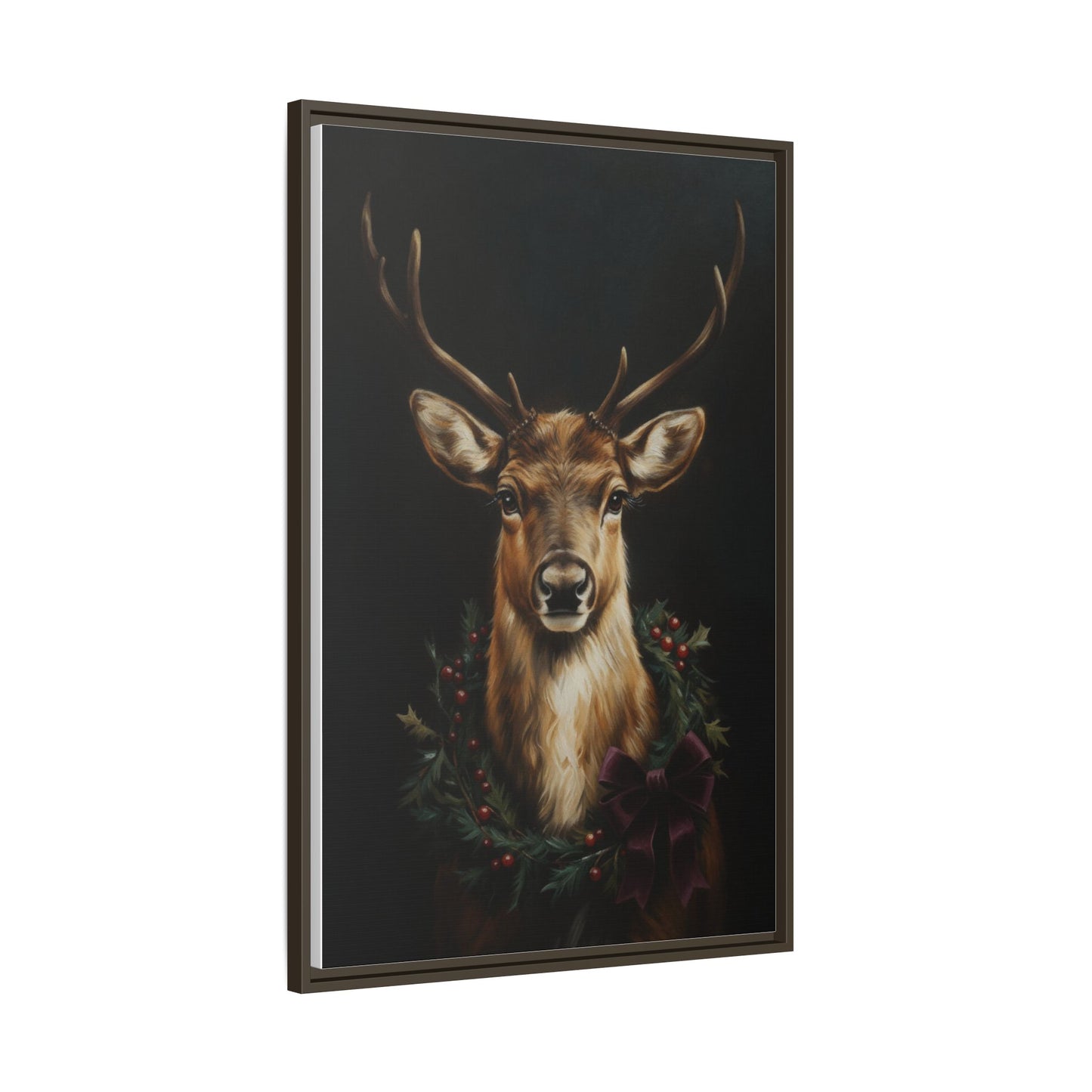 Framed Deer and Wreath Canvas Print