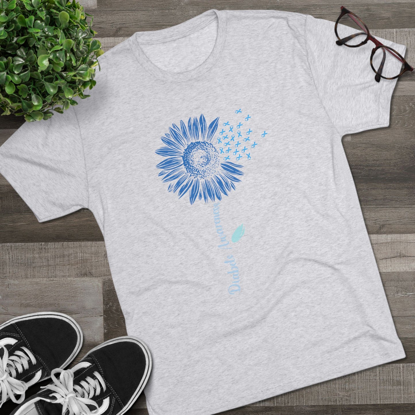 T1D Awareness Sunflower Tee — Front & Back Diabetes Support Shirt