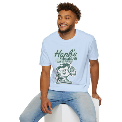 Hank's Sidebah Deli, Karen Read Trial Humor Unisex Softstyle Tee