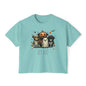 Cute Halloween Cow 'Hey Boo' Comfort Colors 3023CL Shirt, Women's Boxy Tee, Halloween Costume, Fall Outfit, Funny Animal Top, Graphic Tee