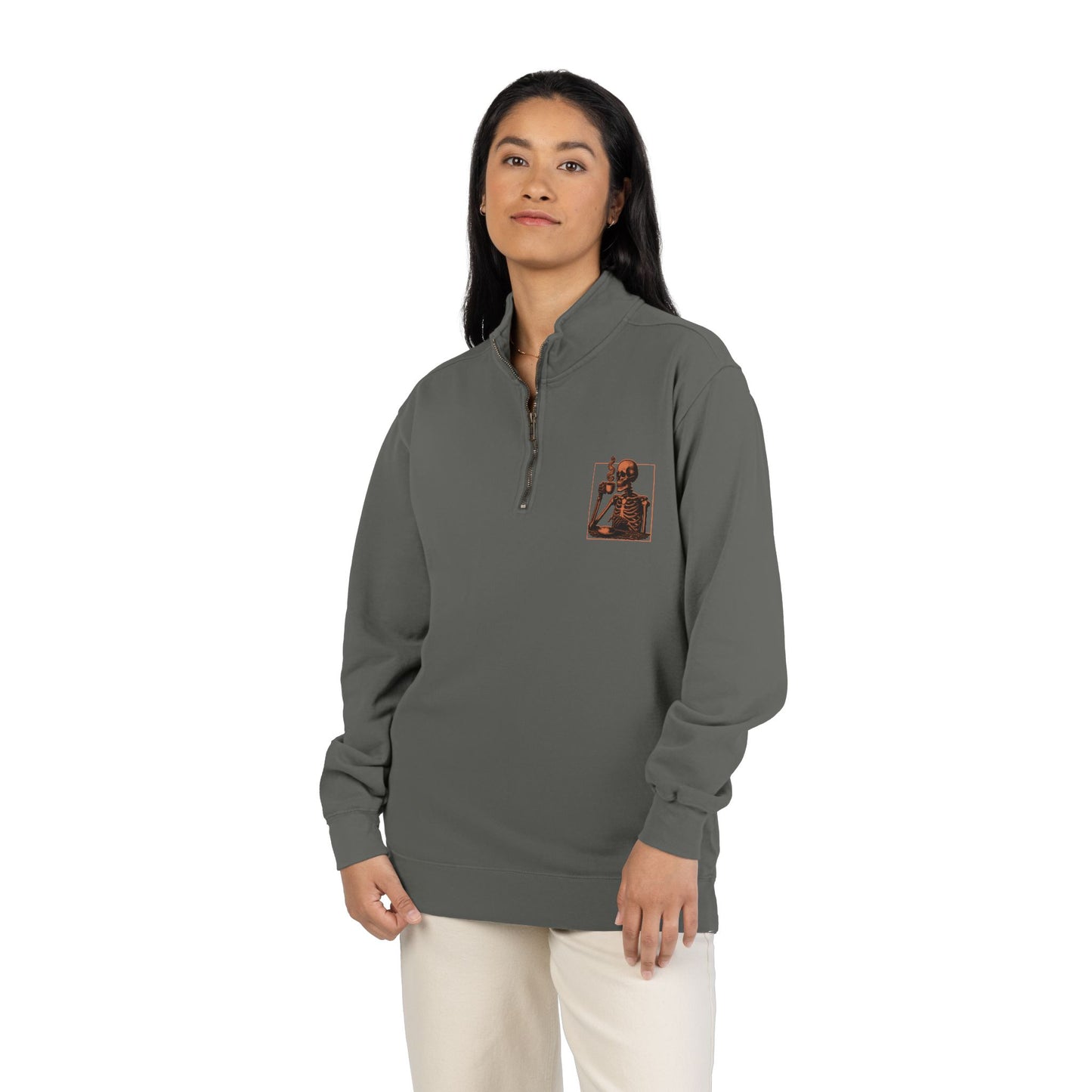 Death Before Decaf Quarter-Zip Sweatshirt — Vintage Coastline Coffee Lover