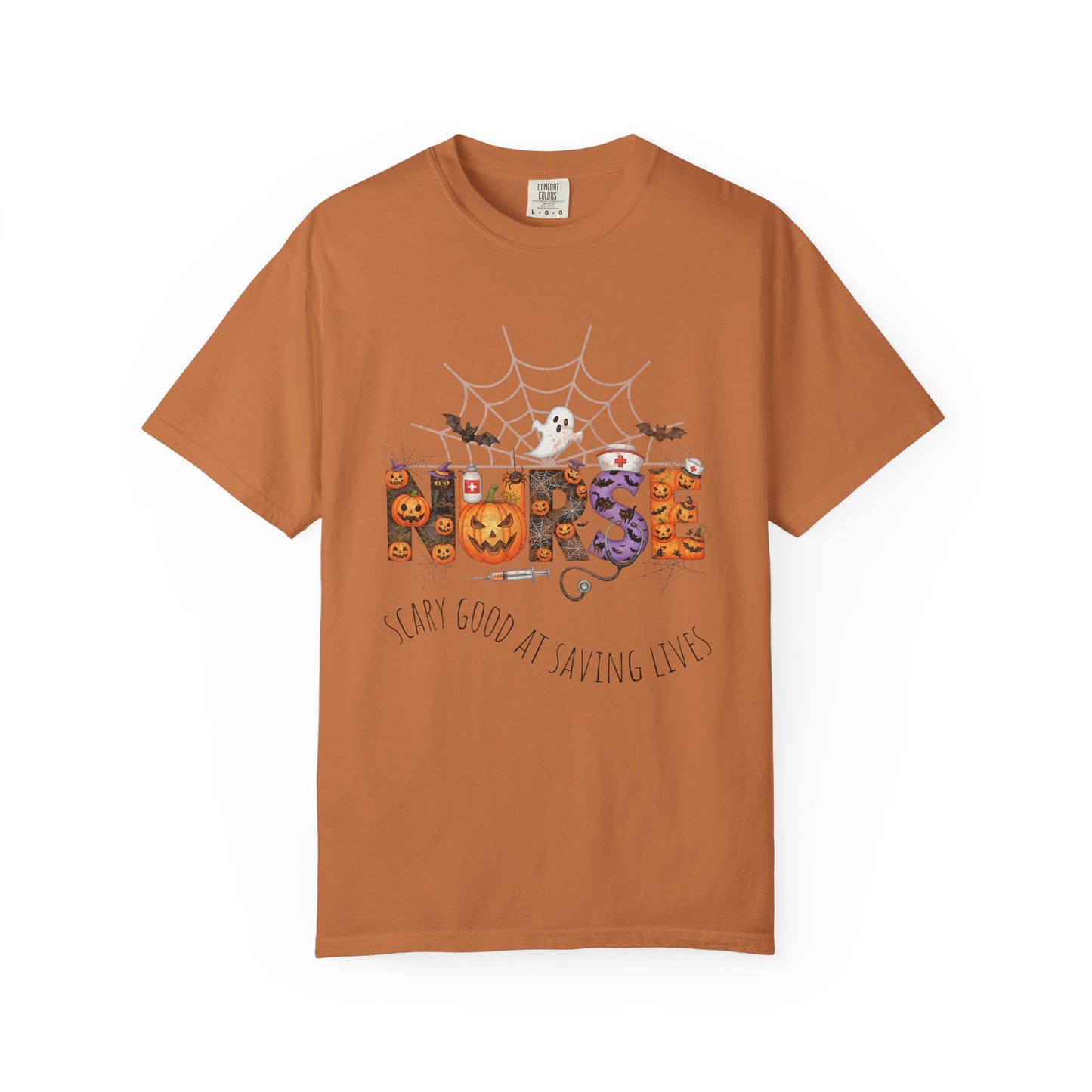 Halloween Nurse RN Garment Dyed Tee