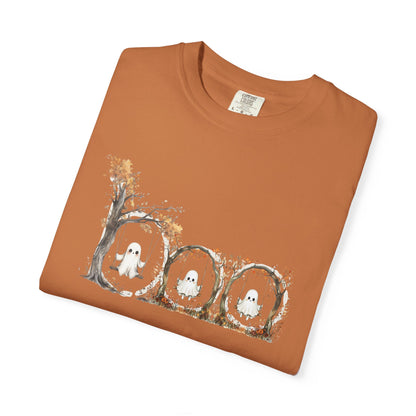 Rustic Unisex Garment-Dyed Boo T-Shirt for Fall
