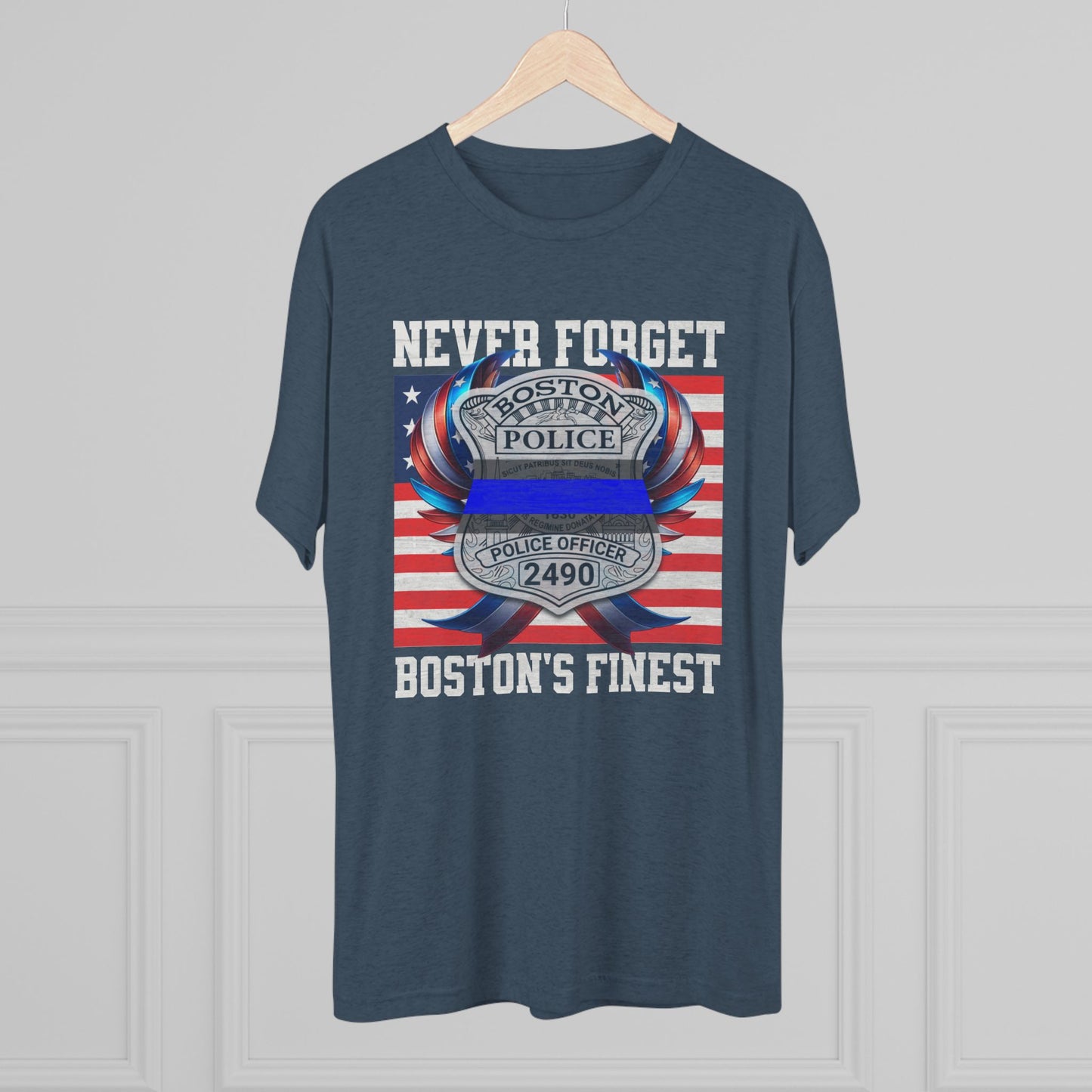 Justice for John OKeefe Tri-Blend Crew Tee, Free Karen Read Shirt, Boston Police Shield Tshirt, Badge 2490 Support Badge Design