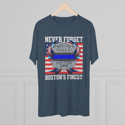 Justice for John OKeefe Tri-Blend Crew Tee, Free Karen Read Shirt, Boston Police Shield Tshirt, Badge 2490 Support Badge Design