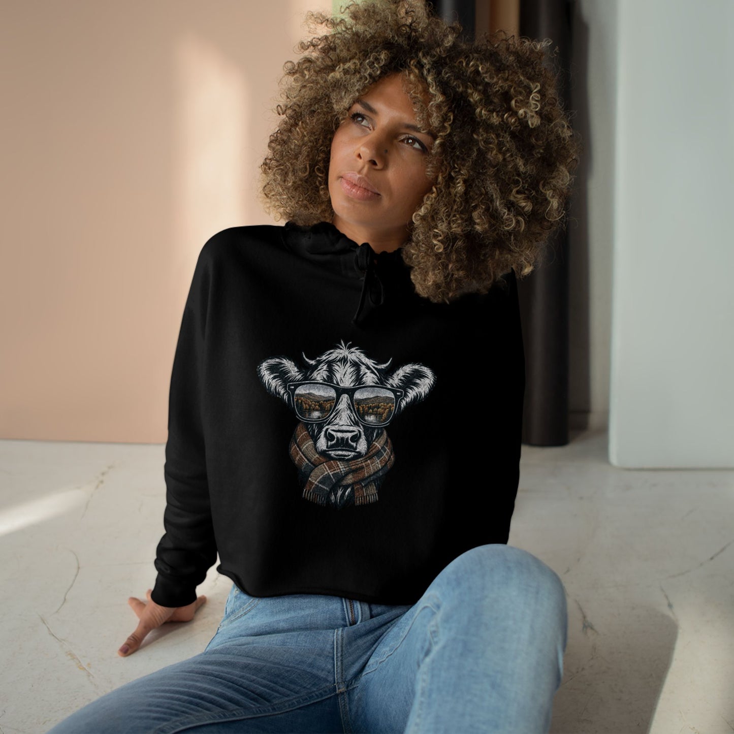 Fall Season Cow Crop Hoodie