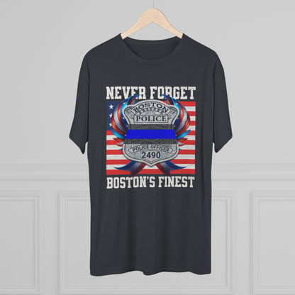 Justice for John OKeefe Tri-Blend Crew Tee, Free Karen Read Shirt, Boston Police Shield Tshirt, Badge 2490 Support Badge Design