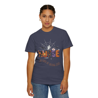Halloween Nurse RN Garment Dyed Tee