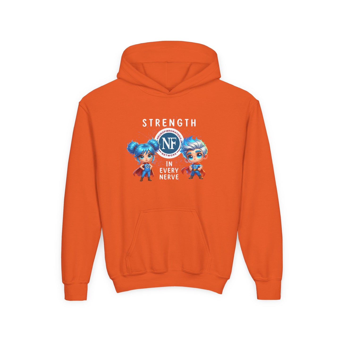 "Strength in Every Nerve" Cartoon Kids Hooded Sweatshirt