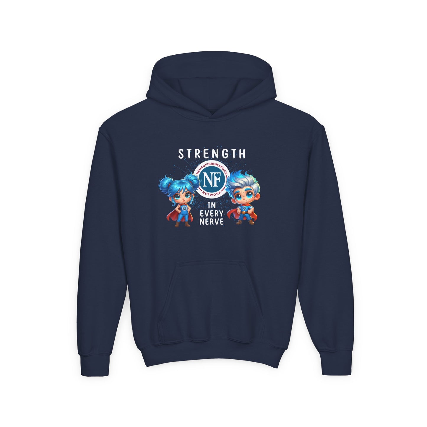 "Strength in Every Nerve" Cartoon Kids Hooded Sweatshirt