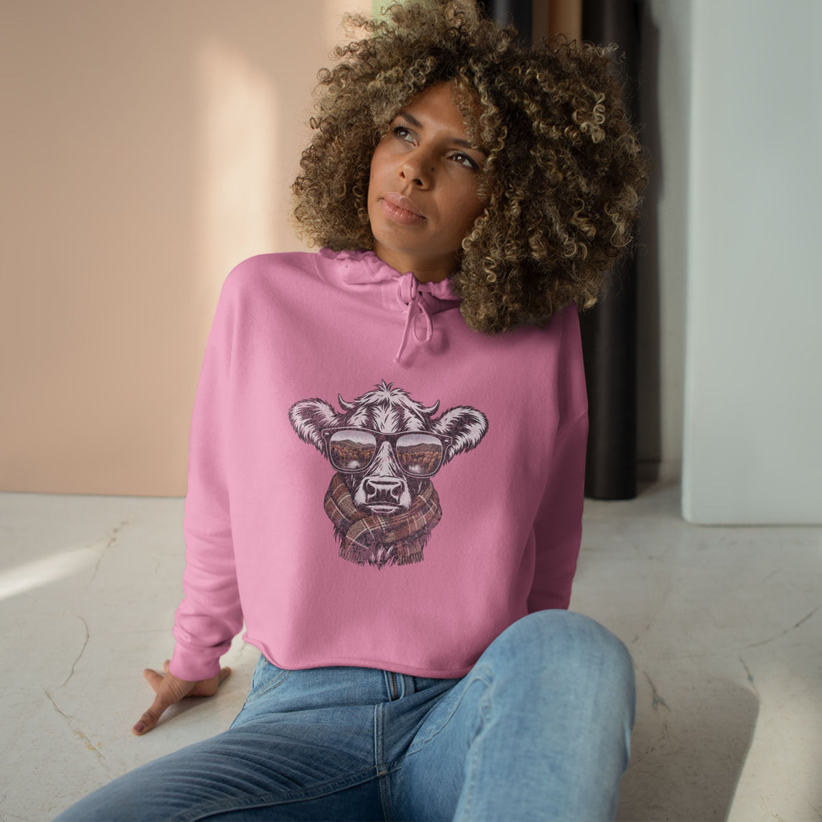 Fall Season Cow Crop Hoodie