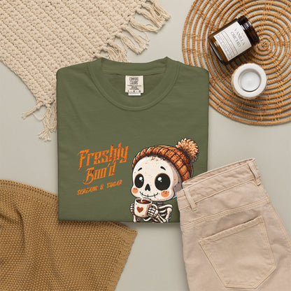 Cute Skeleton “Freshly Boo’d Coffee” Halloween T-Shirt