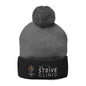 Embroidered Pom-Pom Knit Cap — The Strive Clinic Logo Beanie