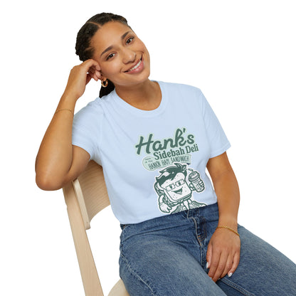 Hank's Sidebah Deli, Karen Read Trial Humor Unisex Softstyle Tee