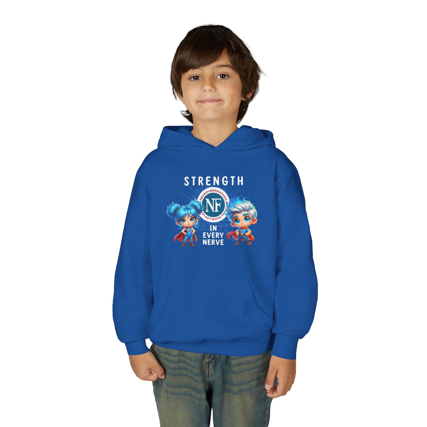 "Strength in Every Nerve" Cartoon Kids Hooded Sweatshirt