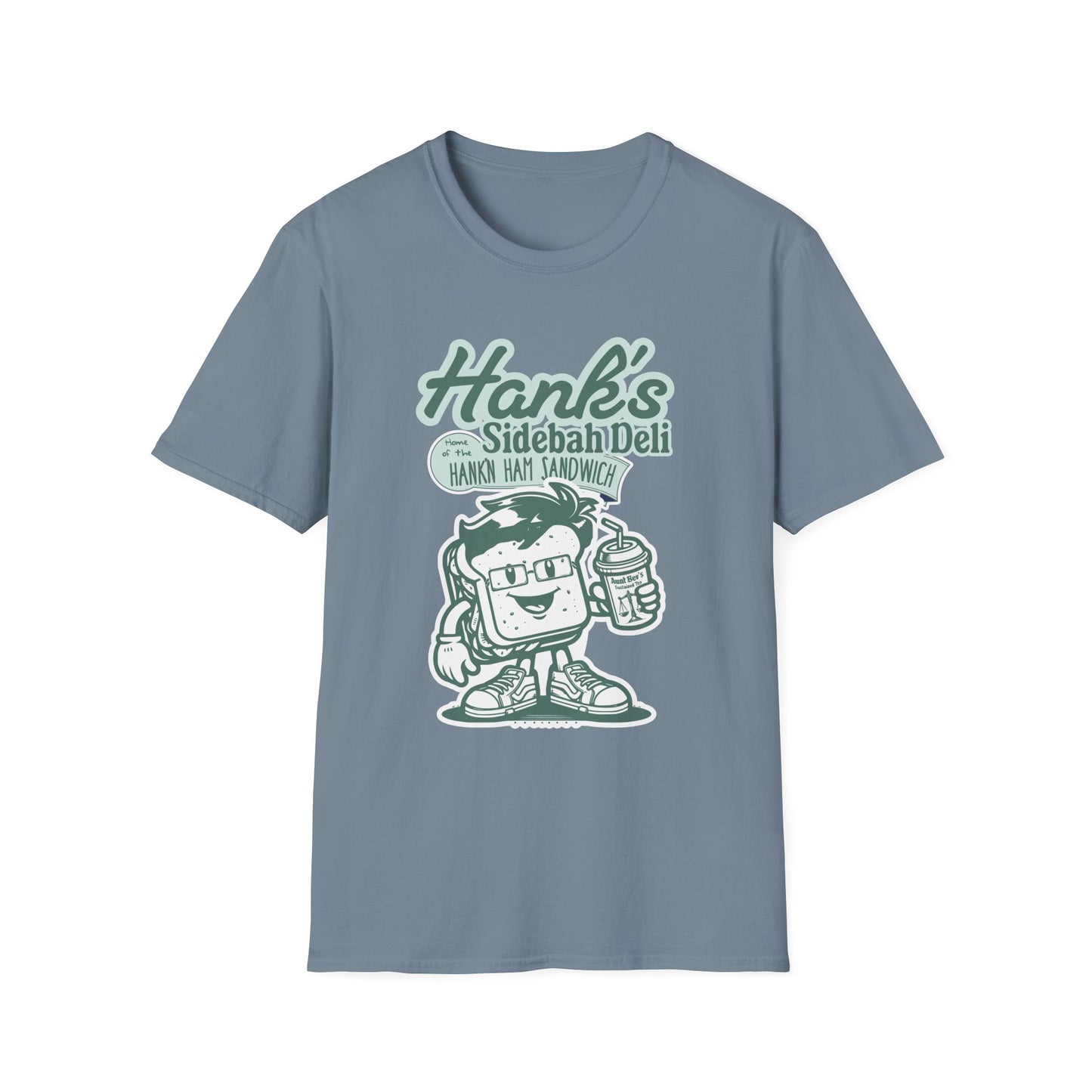 Hank's Sidebah Deli, Karen Read Trial Humor Unisex Softstyle Tee