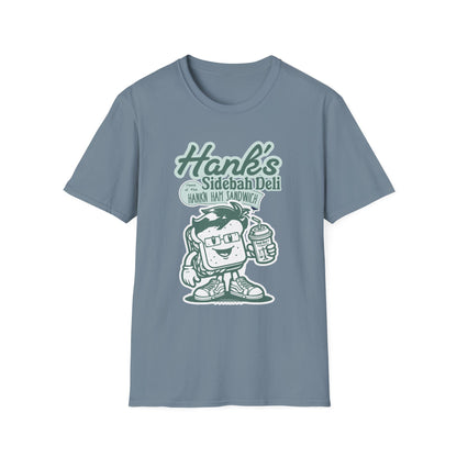Hank's Sidebah Deli, Karen Read Trial Humor Unisex Softstyle Tee