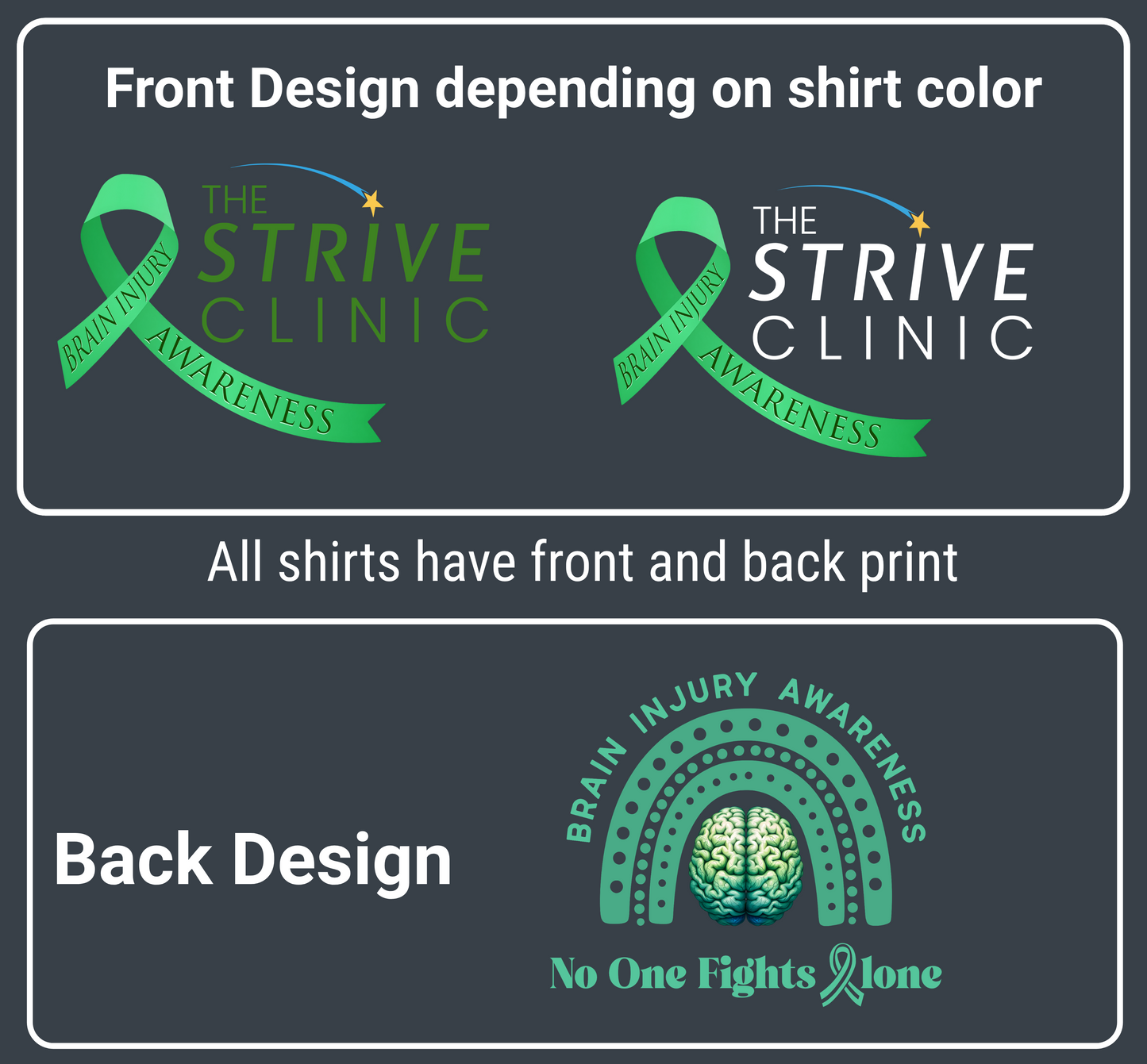 Strive Brain Injury Awareness Long Sleeve - Front & Back Design
