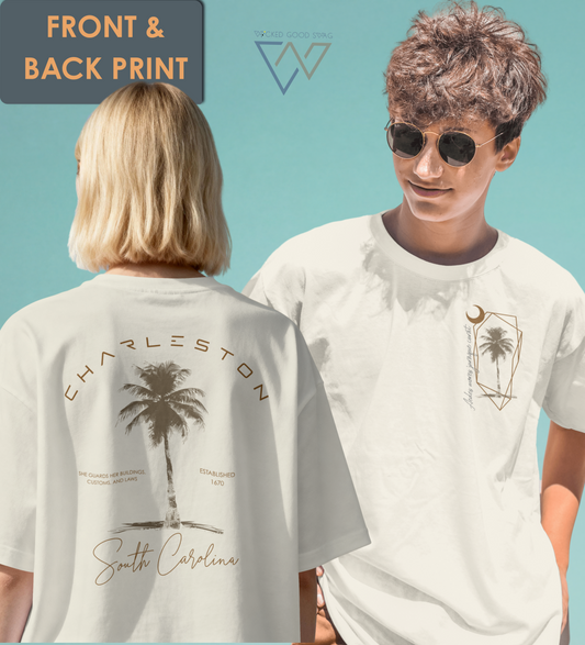 Charleston Palm Tree Tee  - Coastal Graphic T-Shirt